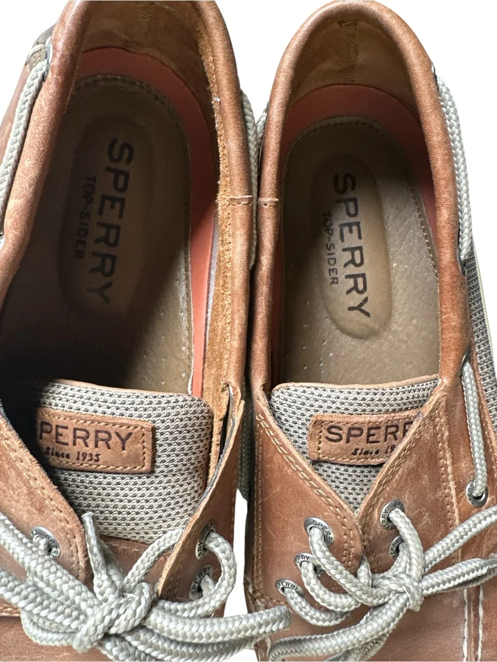 Sperry Top-Sider Billfish 3-Eye Boat Shoes Mens Cognac Leather Loafers Size 11.5